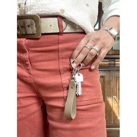 Porte clés fin en cuir avec petit  mousqueton - 5 coloris - idée cadeau - goodies - Cuirenstock