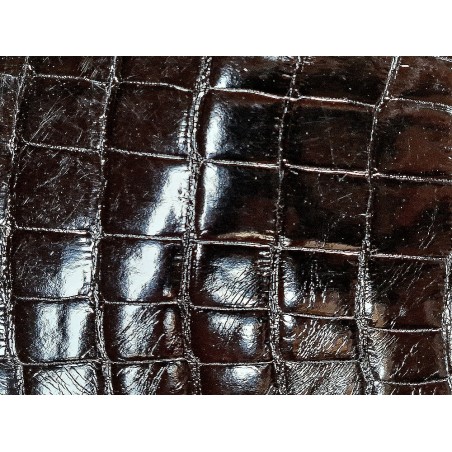 Cuir de crocodile - queue noir satiné - Cuir en Stock