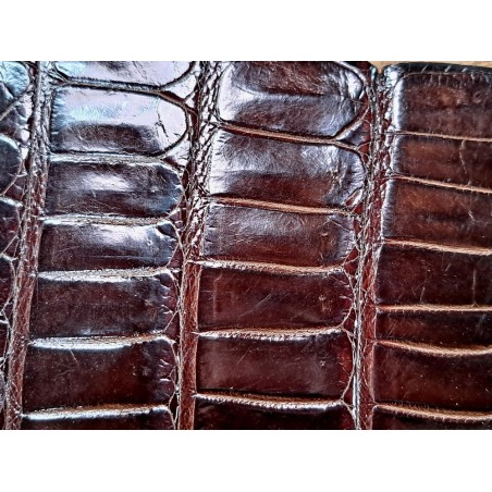 Cuir de crocodile - queue marron satiné