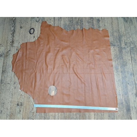 Demi-peau de cuir de vache grainée - Brun automnal - A - Cuir en Stock