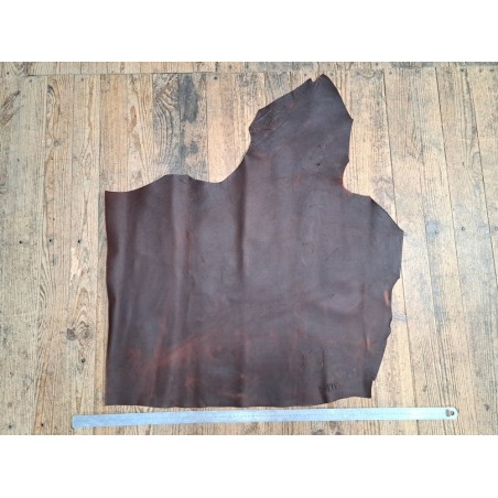 Demi-peau de cuir gras pullup - Marron - B - Cuir en Stock
