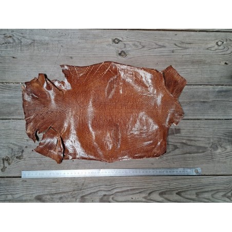 peau de cuir de lézard - brun tabac - bijou - accessoire - Cuir en stock