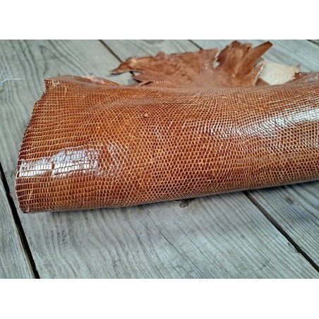 peau de cuir de lézard - brun tabac - bijou - accessoire - Cuir en Stock