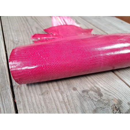 Peau de cuir de lézard - pink - accessoire bijou marqueterie - Cuir en Stock