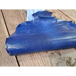 Cuir de lézard - bleu égyptien - accessoire bijou maroquinerie - Cuir en Stock