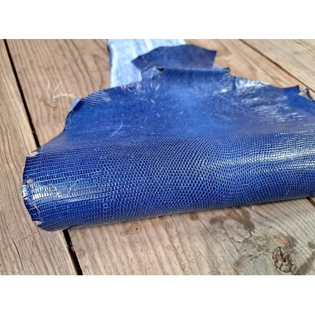 Cuir de lézard - bleu égyptien - accessoire bijou maroquinerie - Cuir en Stock