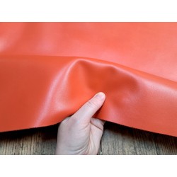 Demi-peau de cuir de vachette lisse - Orange potiron - maroquinerie - cuirenstock
