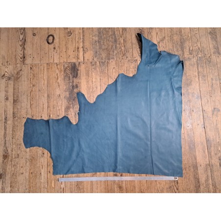 Demi-peau de cuir de veau - bleu paon - maroquinerie - ameublement - cuir en stock