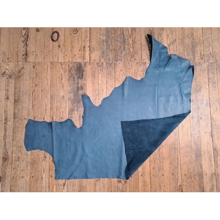 Demi-peau de cuir de veau - bleu paon - maroquinerie - ameublement - Cuirenstock