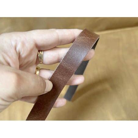 Bande de cuir - double croupon - Pullup Noisette - anse de sac - lanière - Cuir en Stock