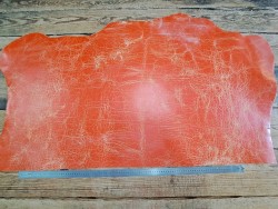 Morceau de vache tannage végétal craquelé - Orange - Cuir en Stock