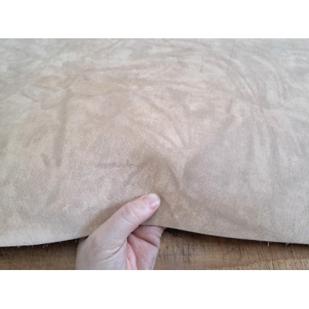 Morceau de cuir collet vache tannage végétal nubuck - Sable