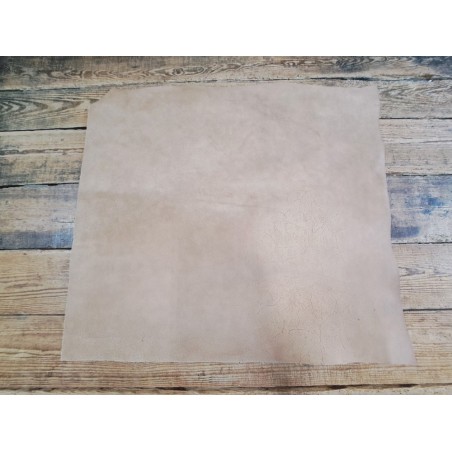 Morceau de cuir collet vache tannage végétal nubuck - Sable