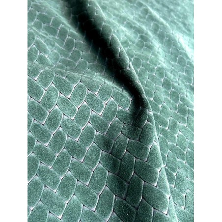 Peau de veau velours effet tressé - vert forêt - Maroquinerie - Cuir en Stock