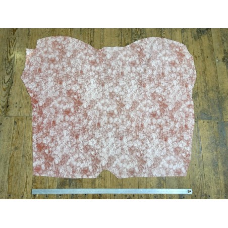 Peau de veau velours effet patiné - orange brique - Maroquinerie - Cuir en Stock