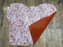Peau de veau velours effet patiné - orange brique - Maroquinerie - Cuir en Stock