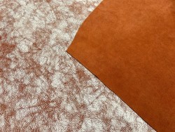Peau de veau velours effet patiné - orange brique - Maroquinerie - Cuir en Stock