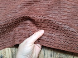 Peau de veau velours tressé épi - terracotta - Maroquinerie - cuir en stock