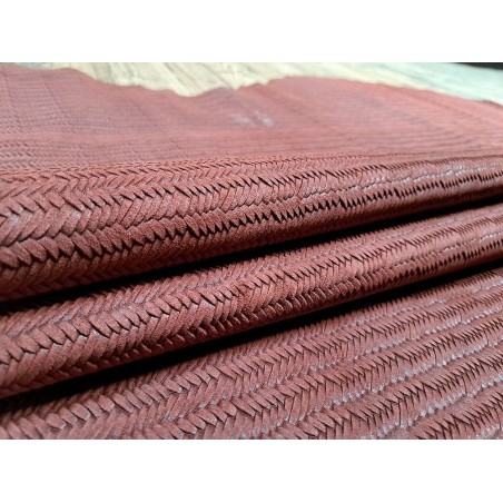 Peau de veau velours tressé épi - terracotta - Maroquinerie - Cuir en Stock