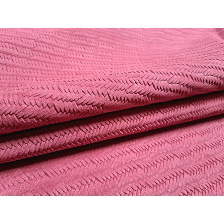 Peau de veau velours tresse épi - framboise - Cuirenstock