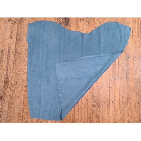 Peau de veau velours effet perforé - bleu jeans - cuirenstock