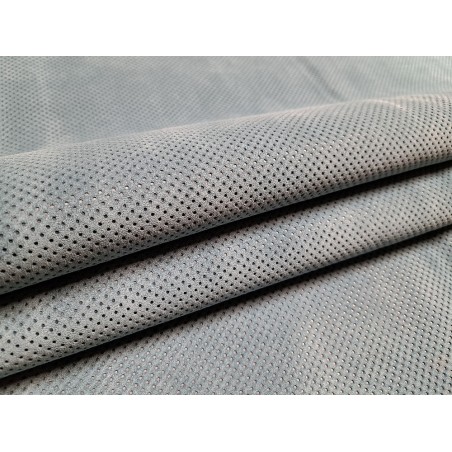 Peau de veau velours effet perforé - bleu jeans - Cuirenstock
