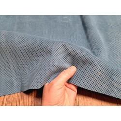 Peau de veau velours effet perforé - bleu jeans - cuirenstock