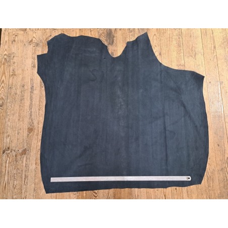 Peau de veau velours effet perforé - Bleu marine - cuir en stock
