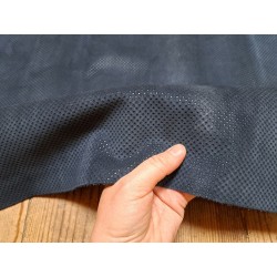 Peau de veau velours effet perforé - Bleu marine - cuirenstock