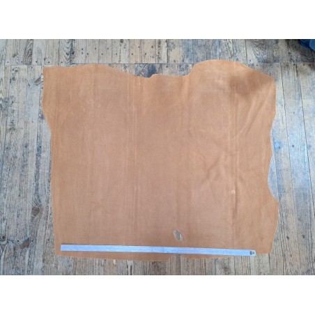 Peau de veau velours effet perforé - Brun clair - cuir en stock