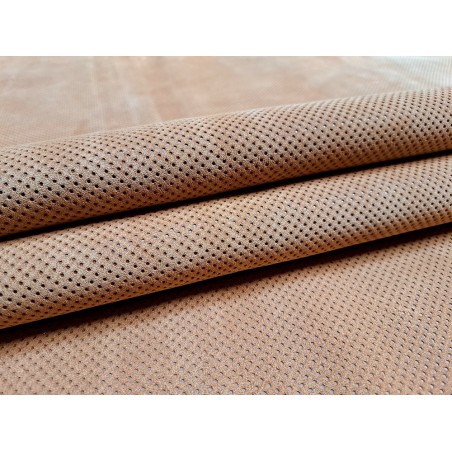 Peau de veau velours effet perforé - Brun clair - Cuirenstock
