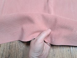 Peau de veau velours effet perforé - rose pastel- cuirenstock