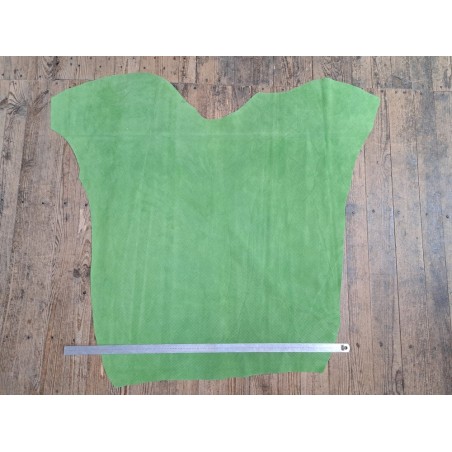 peau de veau velours - vert clair - maroquinerie - ameublement - cuir en stock