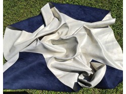 Peau de veau velours vintage nacrée - marine - cuir en stock