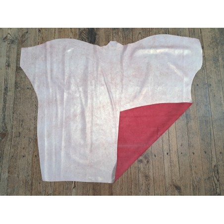 Peau de veau velours vintage nacrée - rouge corail - cuir en stock
