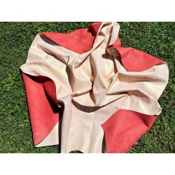 Peau de veau velours vintage nacrée - rouge corail - cuir en stock