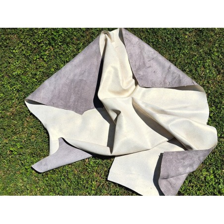Peau de veau velours vintage nacrée - gris - cuir en stock