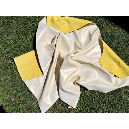 Peau de veau velours vintage nacrée - jaune - maroquinerie - cuirenstock