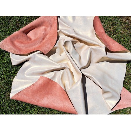 Peau de veau velours vintage nacrée - rose- maroquinerie - cuirenstock