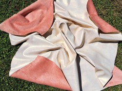 Peau de veau velours vintage nacrée - rose- maroquinerie - cuirenstock