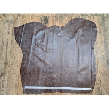 Peau de veau effet patinée vieilli - Chocolat - Cuir en Stock