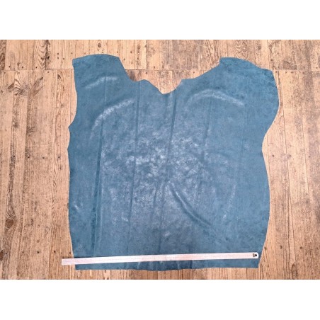 Peau de veau effet vieilli - bleu - maroquinerie - cuir en stock