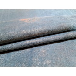 Peau de veau effet vieilli - bleu - maroquinerie - cuirenstock
