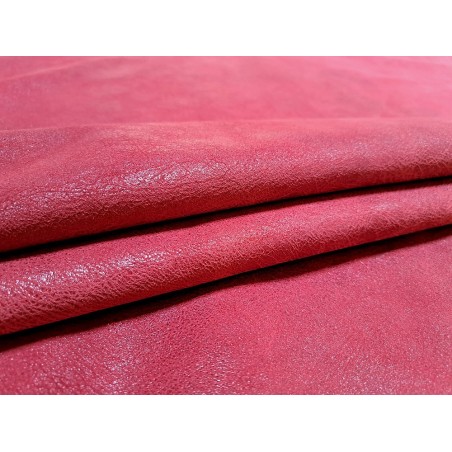 Peau de veau effet vieilli - framboise - maroquinerie - cuirenstock