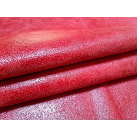 Peau de veau effet vieilli - rouge - maroquinerie - cuirenstock