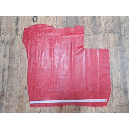 Peau de veau effet vieilli - rouge - maroquinerie - cuir en stock