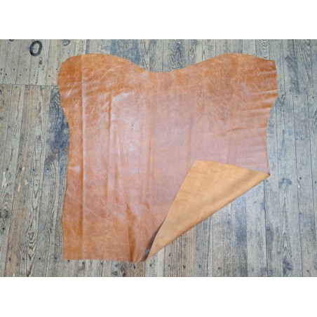 Peau de veau effet vieilli - brun clair - maroquinerie - cuirenstock