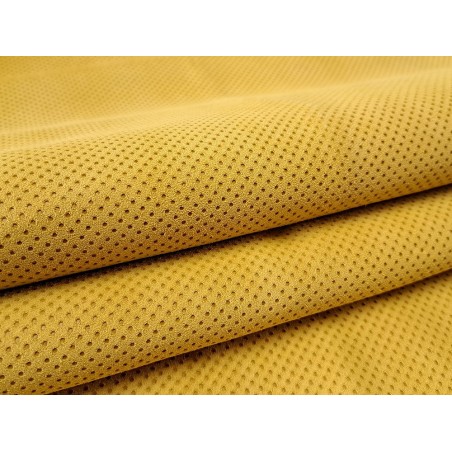 Peau de veau velours effet perforé - jaune - cuir en stock