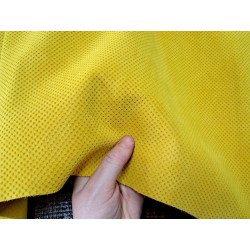 Peau de veau velours effet perforé - jaune - cuir en stock