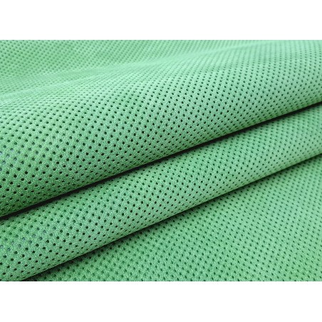 Peau de veau velours effet perforé - Vert pomme - Cuir en Stock